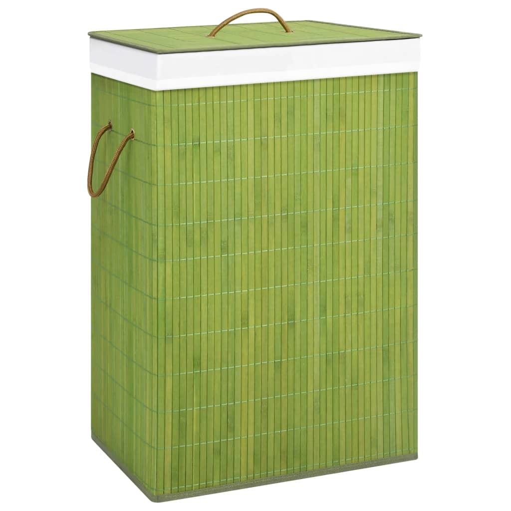 Bamboo Laundry Basket with Single Section Green