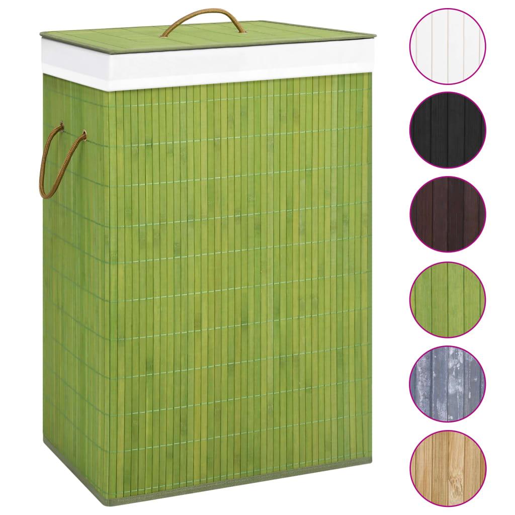 Bamboo Laundry Basket with Single Section Green