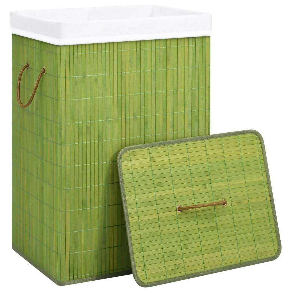 Bamboo Laundry Basket with Single Section Green