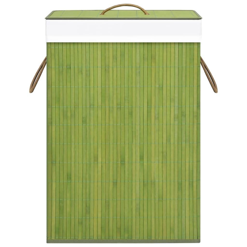 Bamboo Laundry Basket with Single Section Green