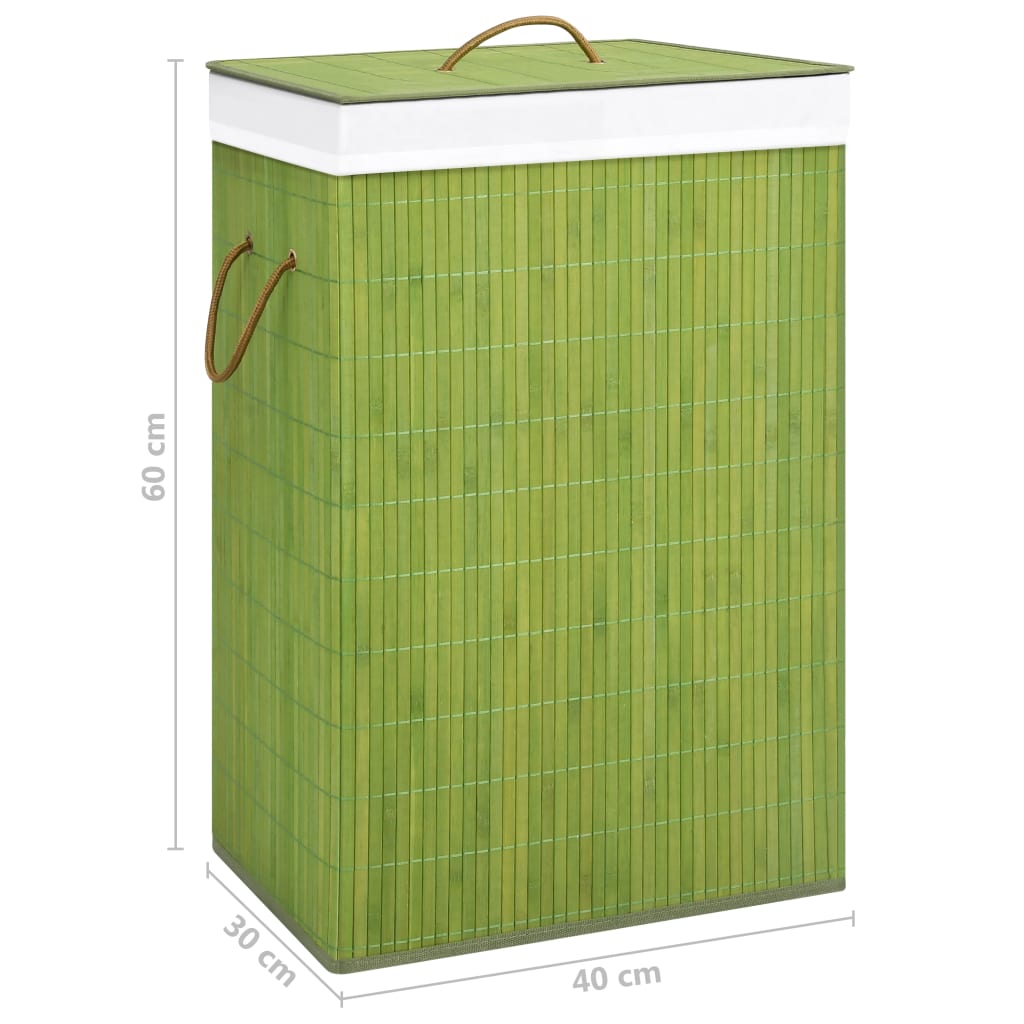 Bamboo Laundry Basket with Single Section Green