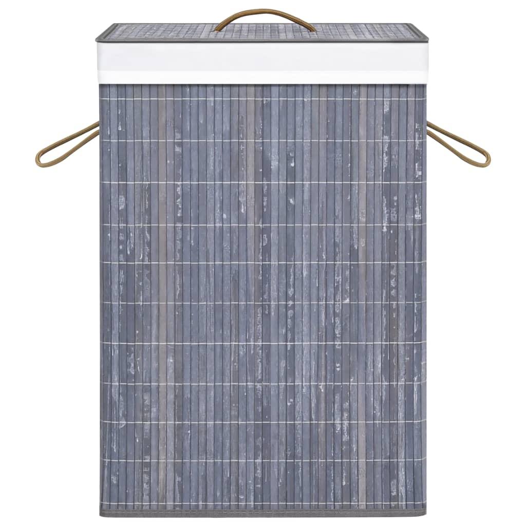 Bamboo Laundry Basket with Single Section Grey