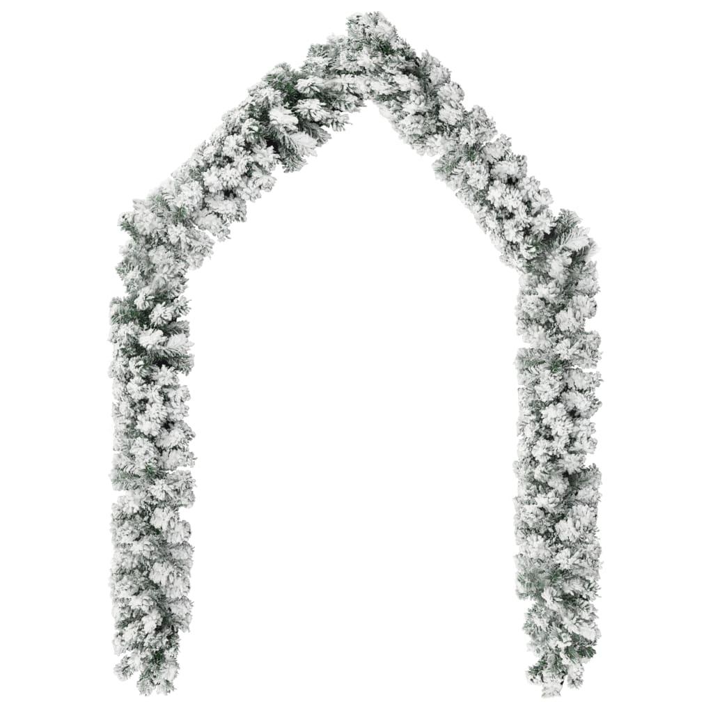 Christmas Garland with Flocked Snow Green 10 m PVC