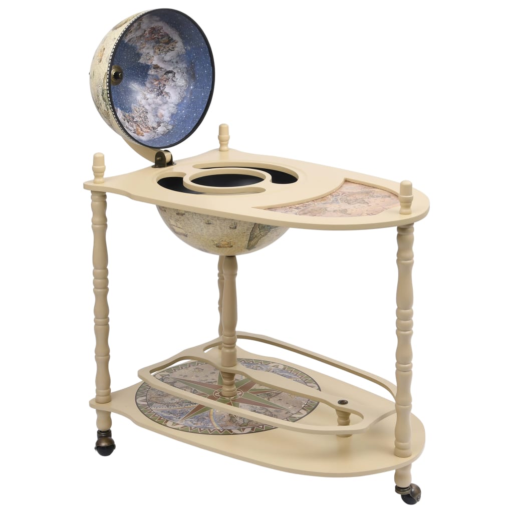 Freestanding Globe Bar Wine Stand Eucalyptus Wood Green