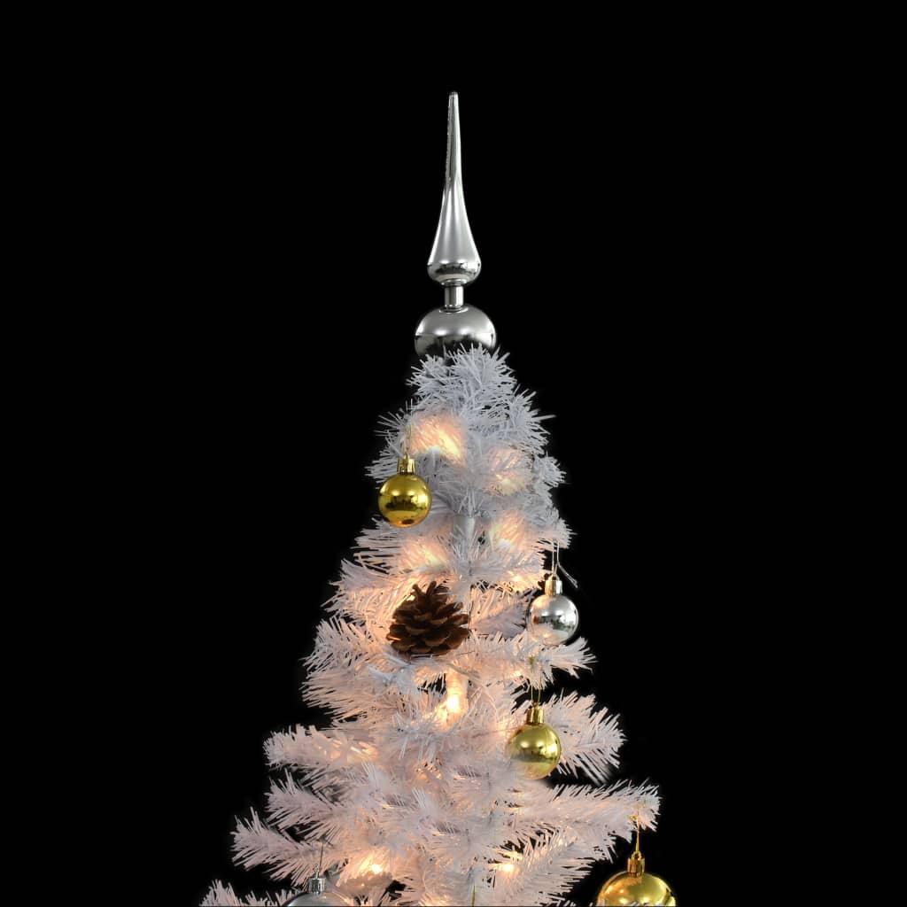 Artificial Pre-lit Christmas Tree with Baubles White 180 cm