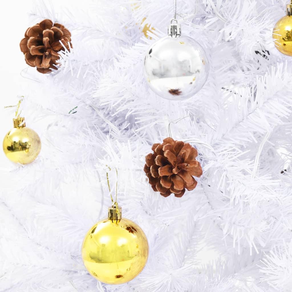 Artificial Pre-lit Christmas Tree with Baubles White 180 cm