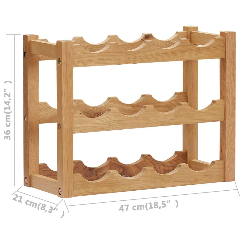 Wine Rack for 12 Bottles 47x21x36 cm Solid Oak Wood