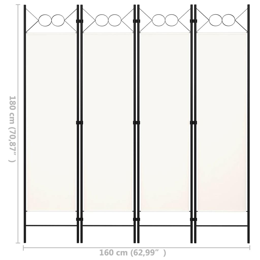 4-Panel Room Divider White 160x180 cm