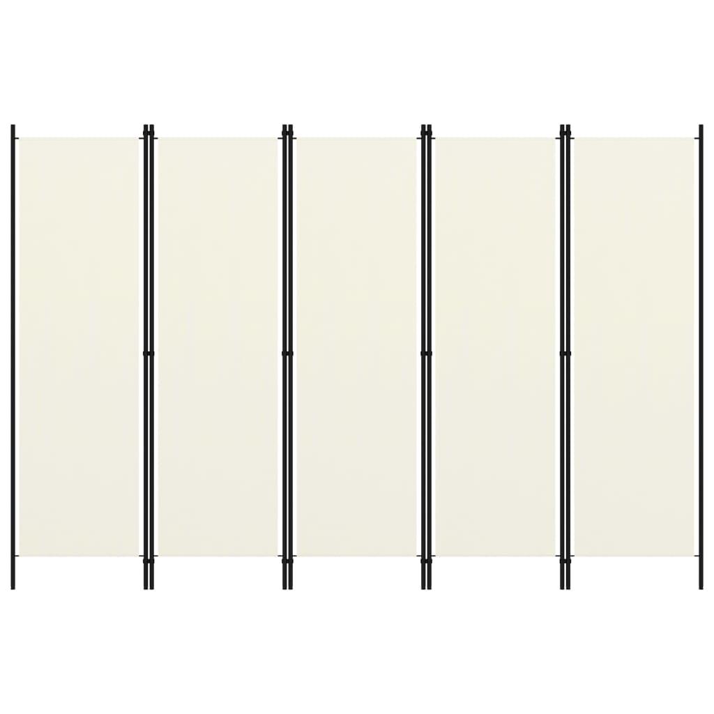 5-Panel Room Divider White 250x180 cm