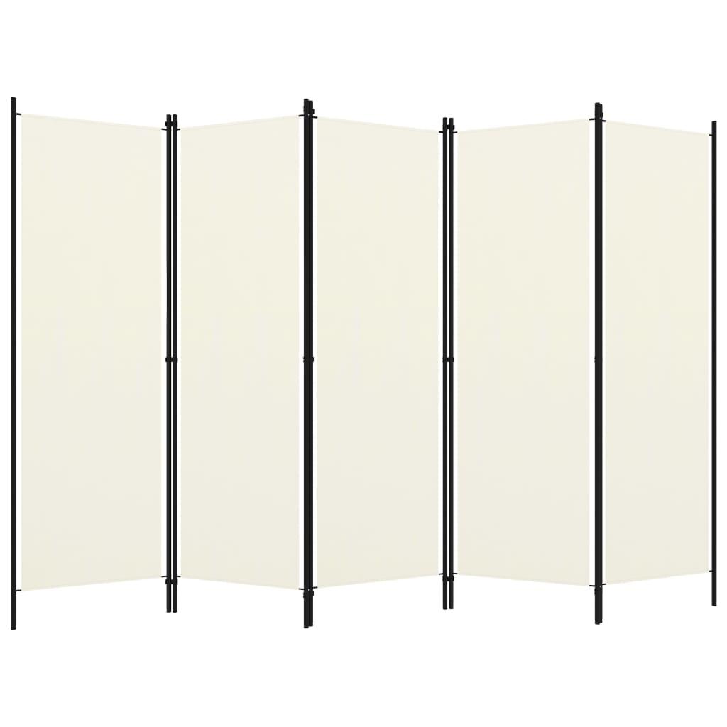5-Panel Room Divider White 250x180 cm
