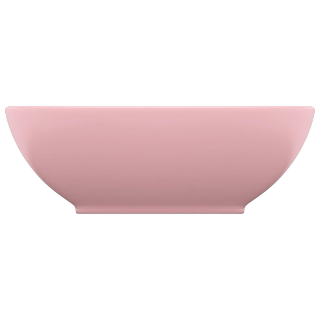 Luxury Basin Oval-shaped Matt Pink 40x33 cm Ceramic
