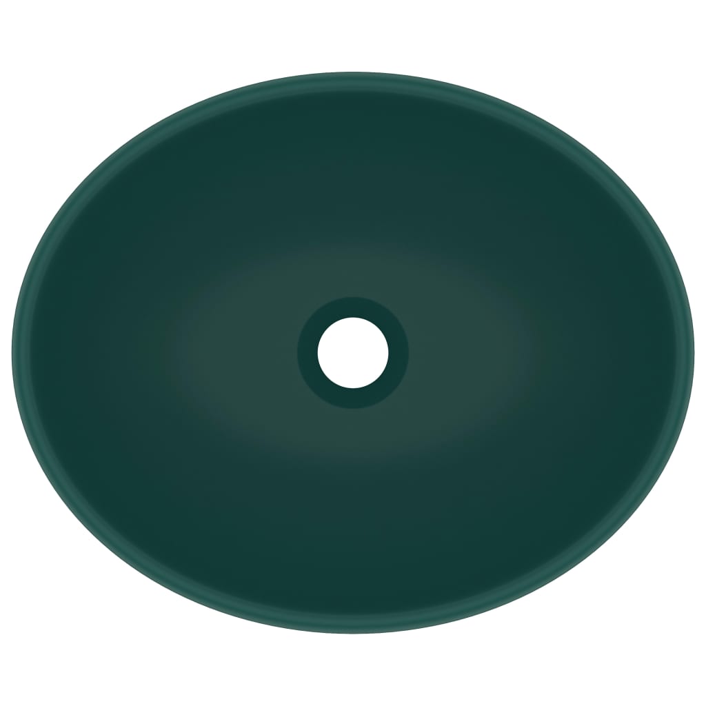 Luxury Basin Oval-shaped Matt Dark Green 40x33 cm Ceramic