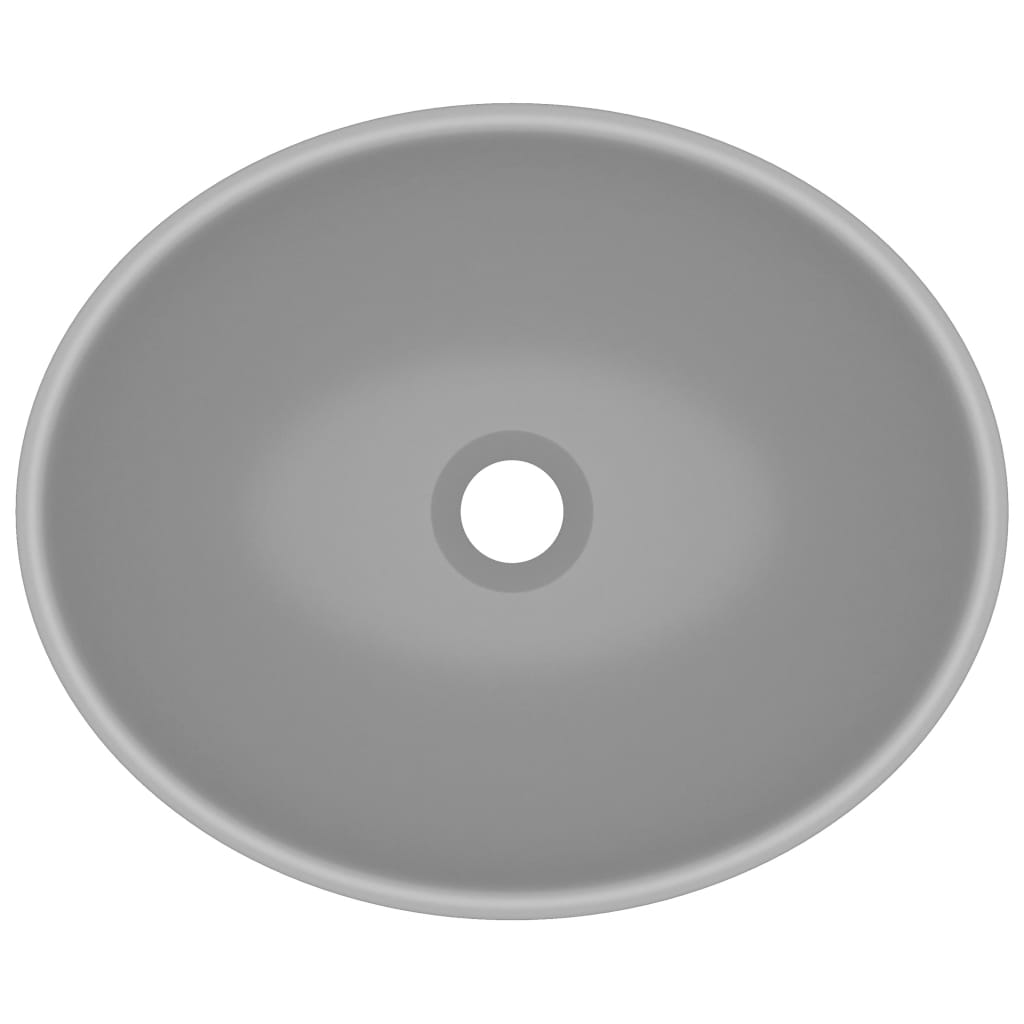 Luxury Basin Oval-shaped Matt Light Grey 40x33 cm Ceramic