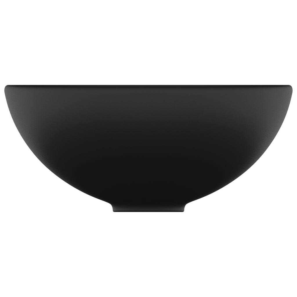 Luxury Bathroom Basin Round Matt Black 32.5x14 cm Ceramic