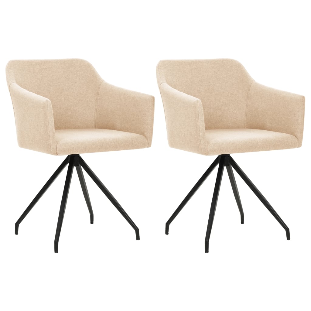 Swivel Dining Chairs 2 pcs Cream Fabric