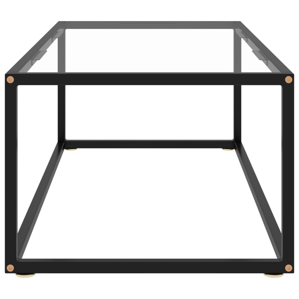 Coffee Table Black with Tempered Glass 100x50x35 cm