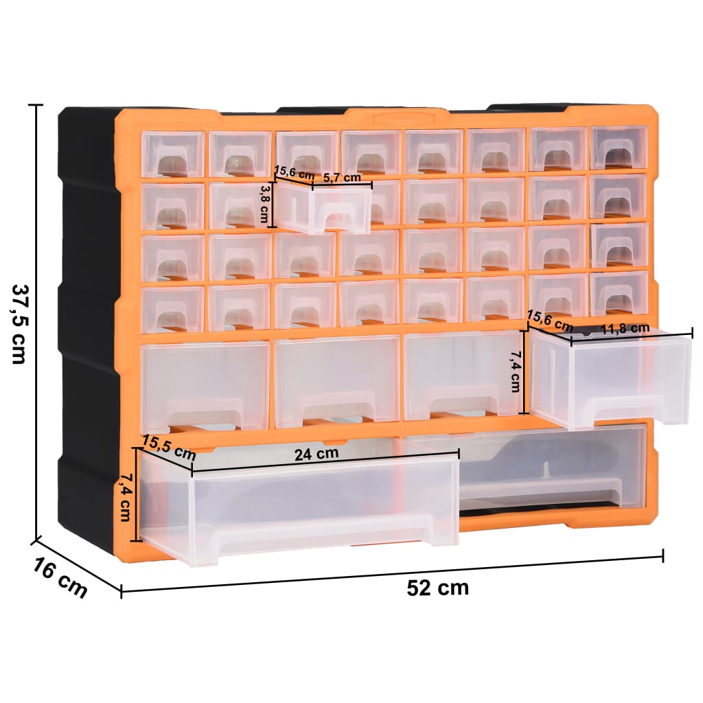 Multi-drawer Organiser with 38 Drawers 52x16x37.5 cm