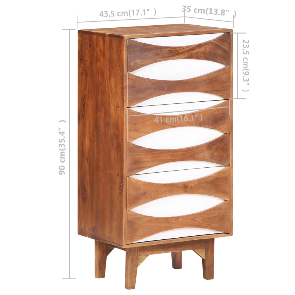 Chest of Drawers 43.5x35x90 cm Solid Acacia Wood