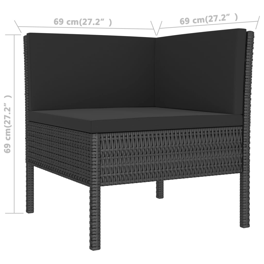 2 Piece Garden Lounge Set with Cushions Poly Rattan Black