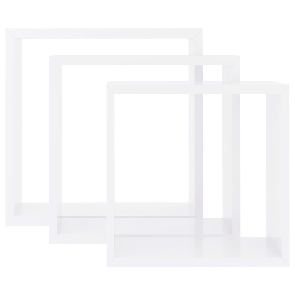 Wall Cube Shelves 3 pcs White MDF