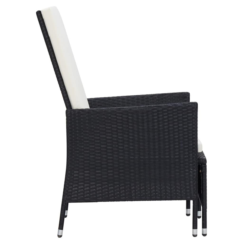 2 Piece Garden Lounge Set with Cushions Poly Rattan Black