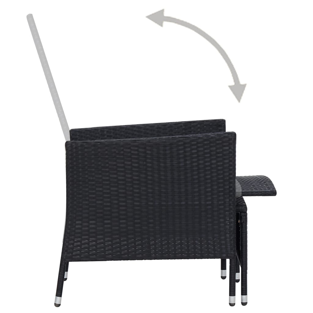 2 Piece Garden Lounge Set with Cushions Poly Rattan Black