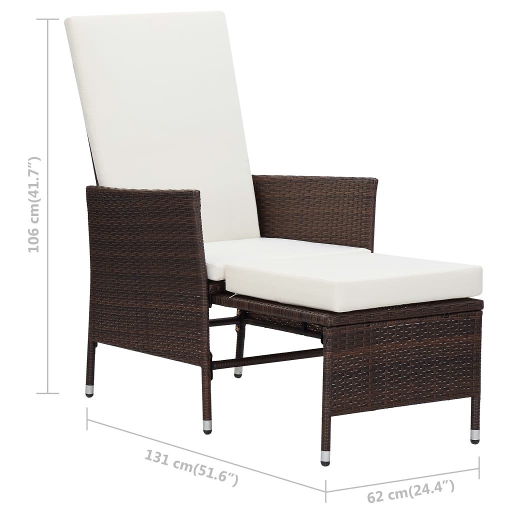 2 Piece Garden Lounge Set with Cushions Poly Rattan Brown