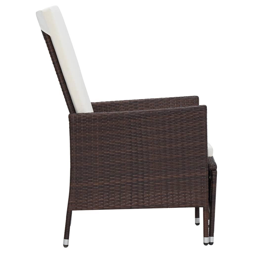 2 Piece Garden Lounge Set with Cushions Poly Rattan Brown