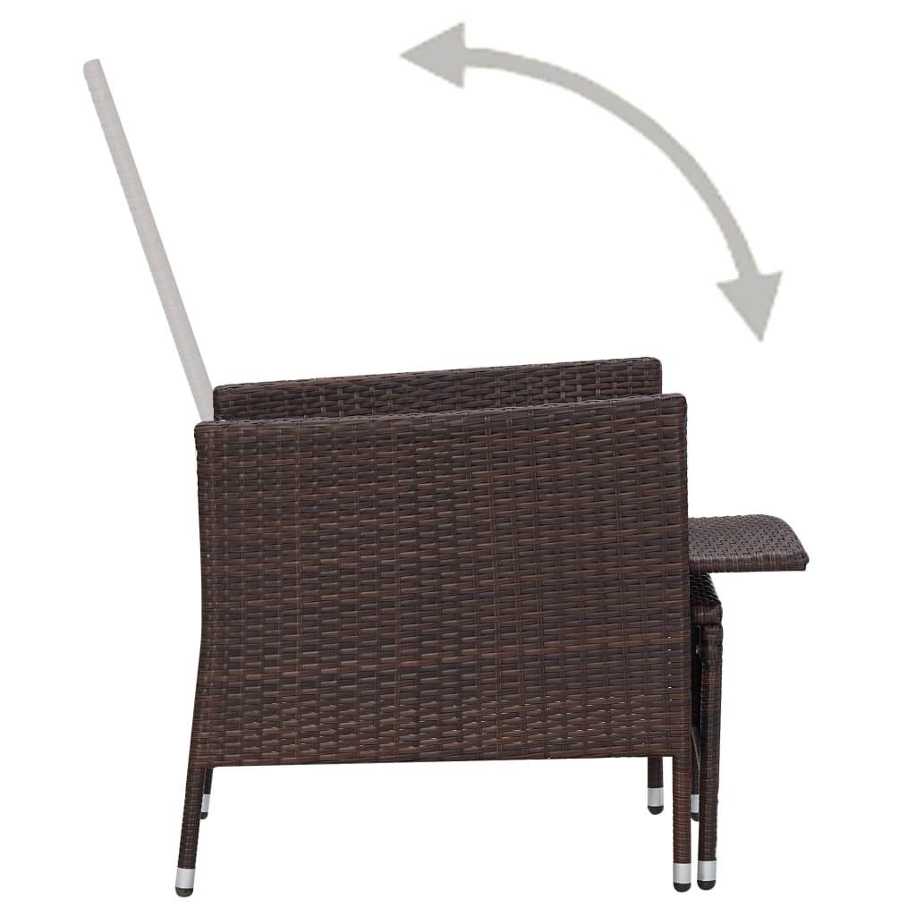 2 Piece Garden Lounge Set with Cushions Poly Rattan Brown