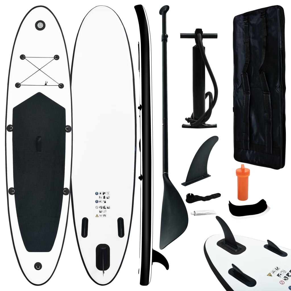 Inflatable Stand Up Paddleboard Set Black and White