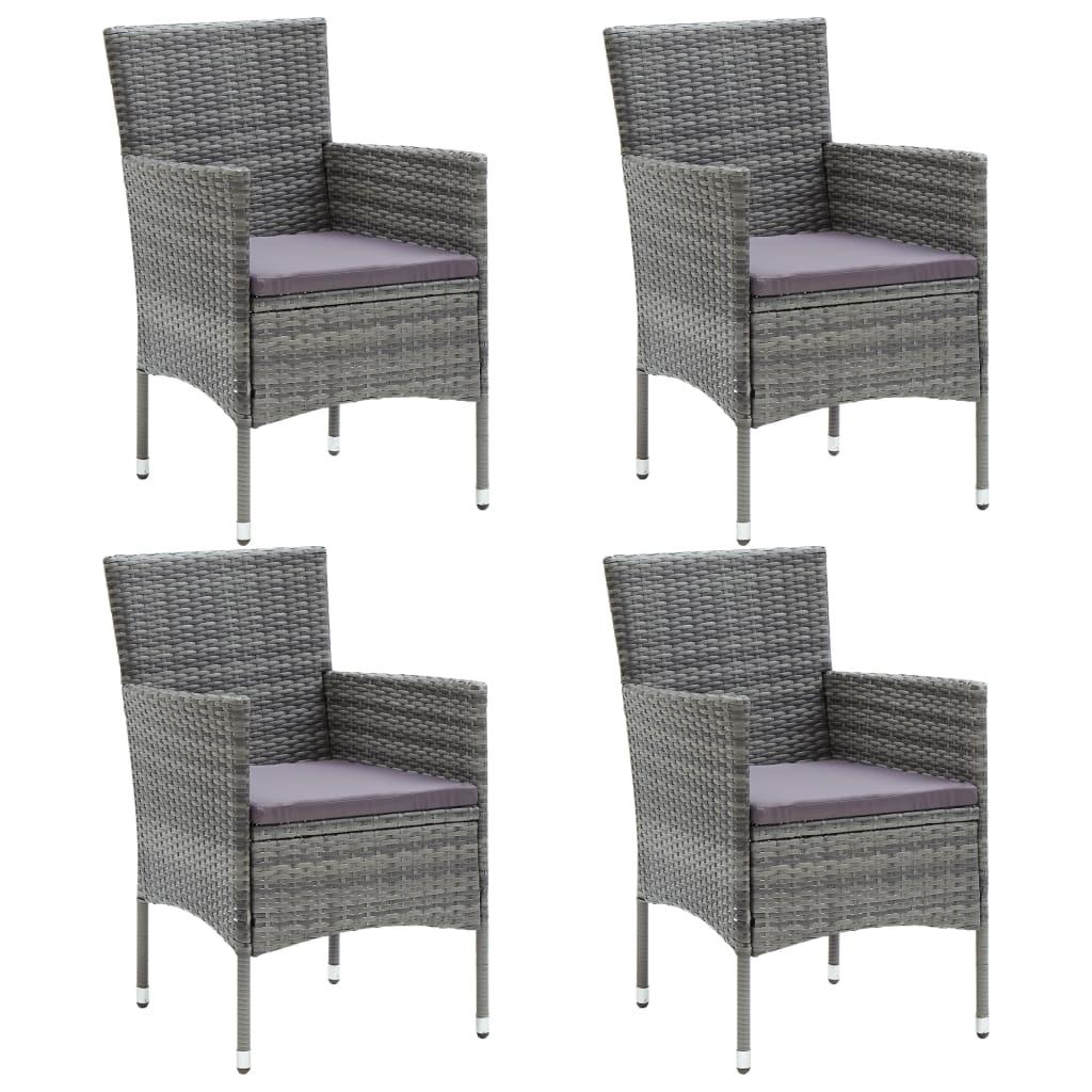 Garden Dining Chairs 4 pcs Poly Rattan Grey