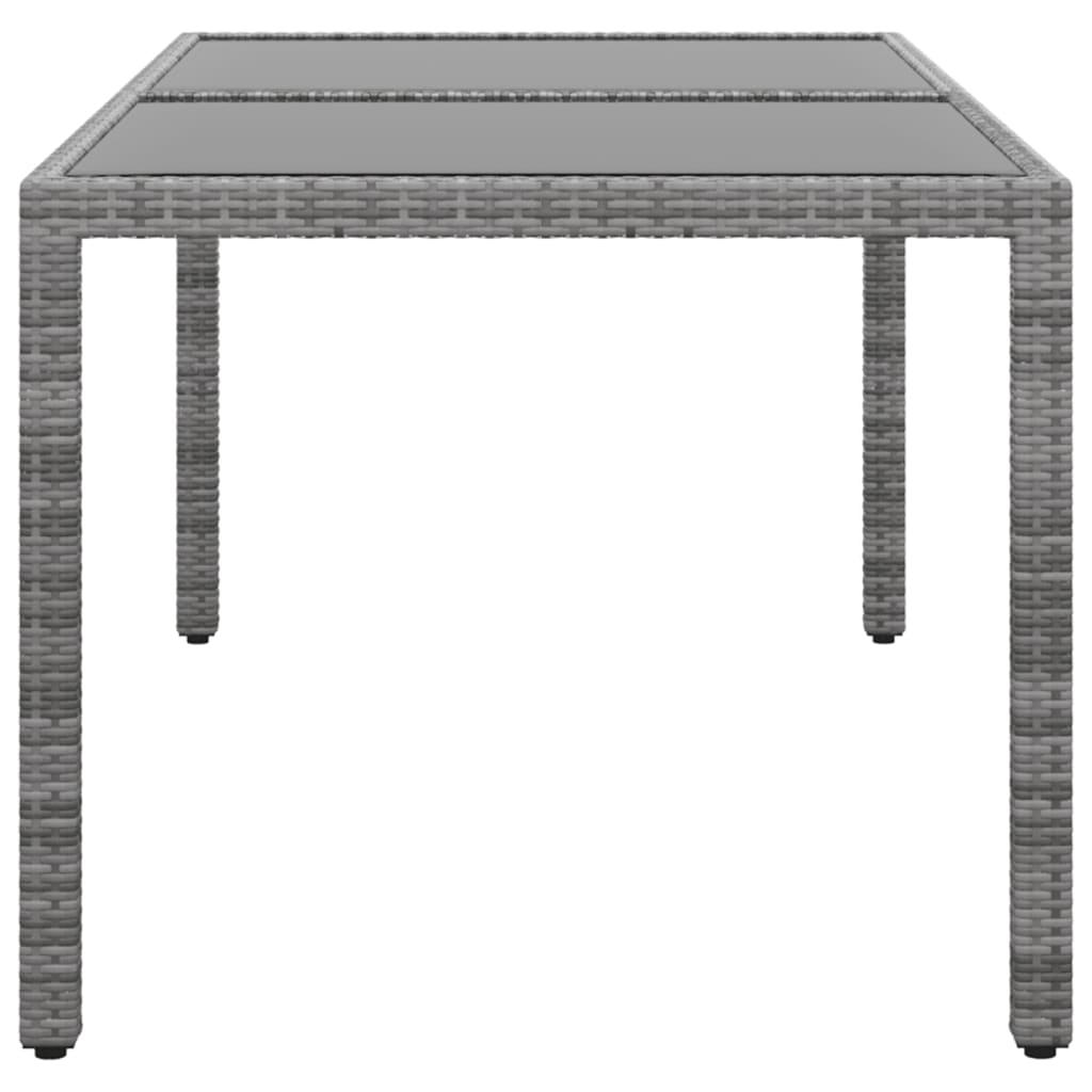 Garden Table 150x90x75 cm Tempered Glass and Poly Rattan Grey