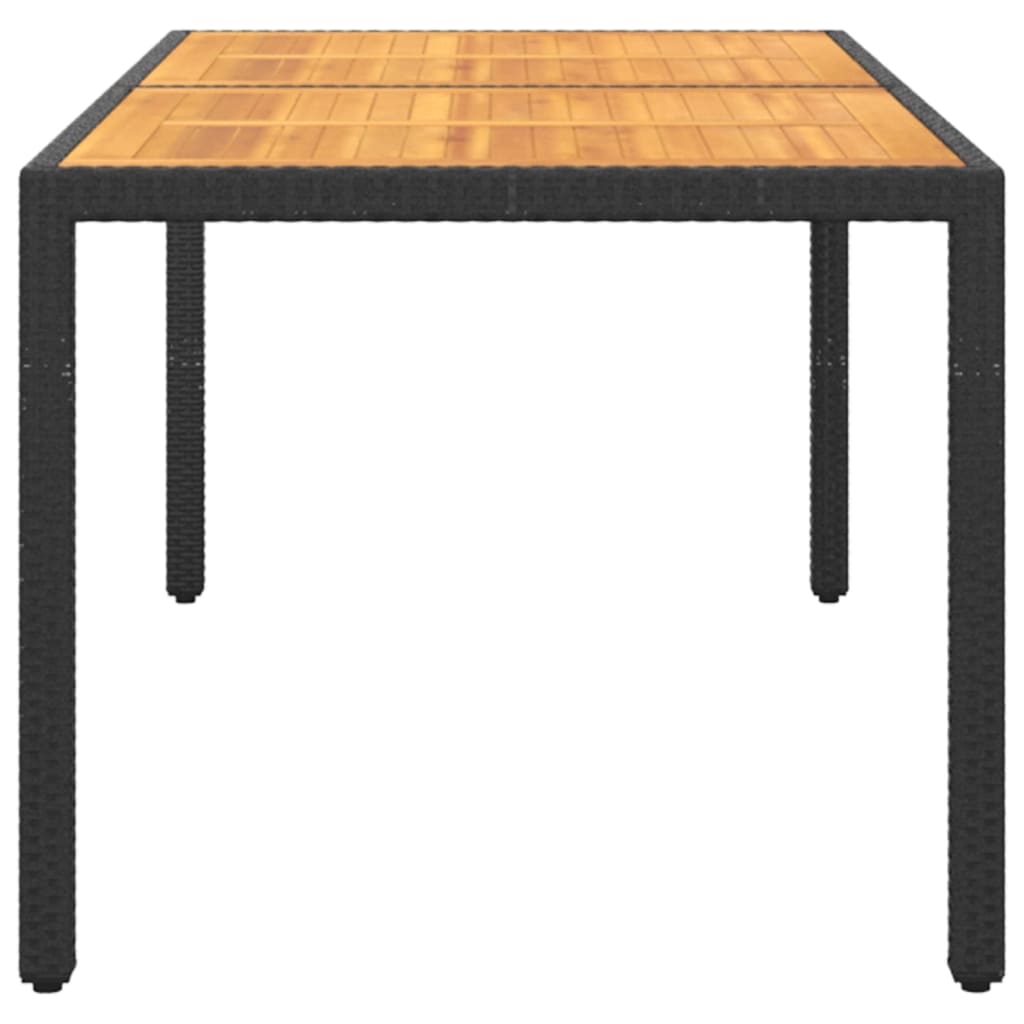 Garden Table 150x90x75 cm Acacia Wood and Poly Rattan Black