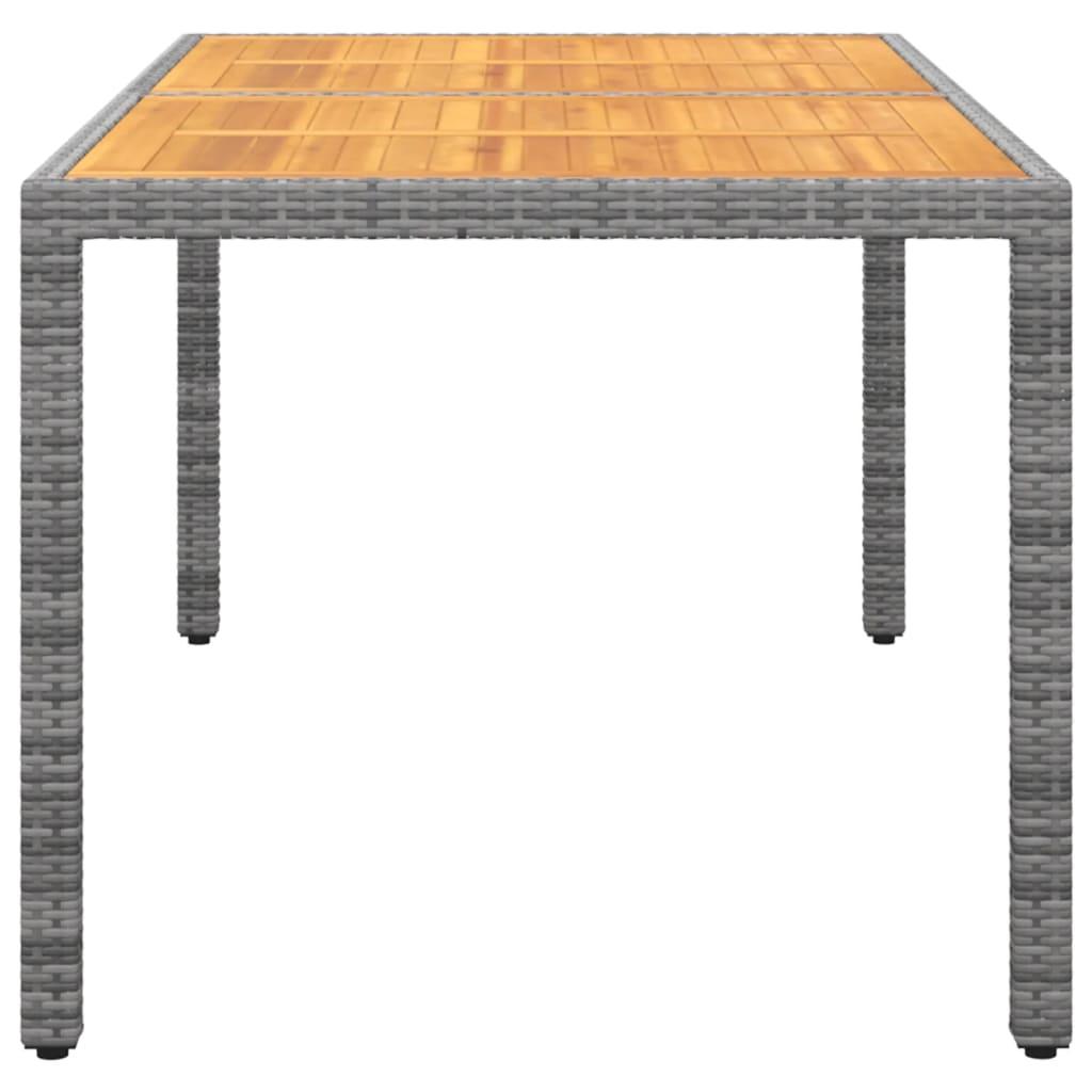 Garden Table 150x90x75 cm Acacia Wood and Poly Rattan Grey
