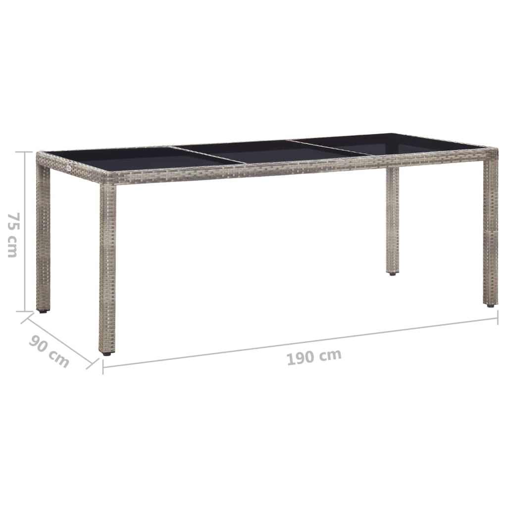Garden Table Grey 190x90x75 cm Poly Rattan