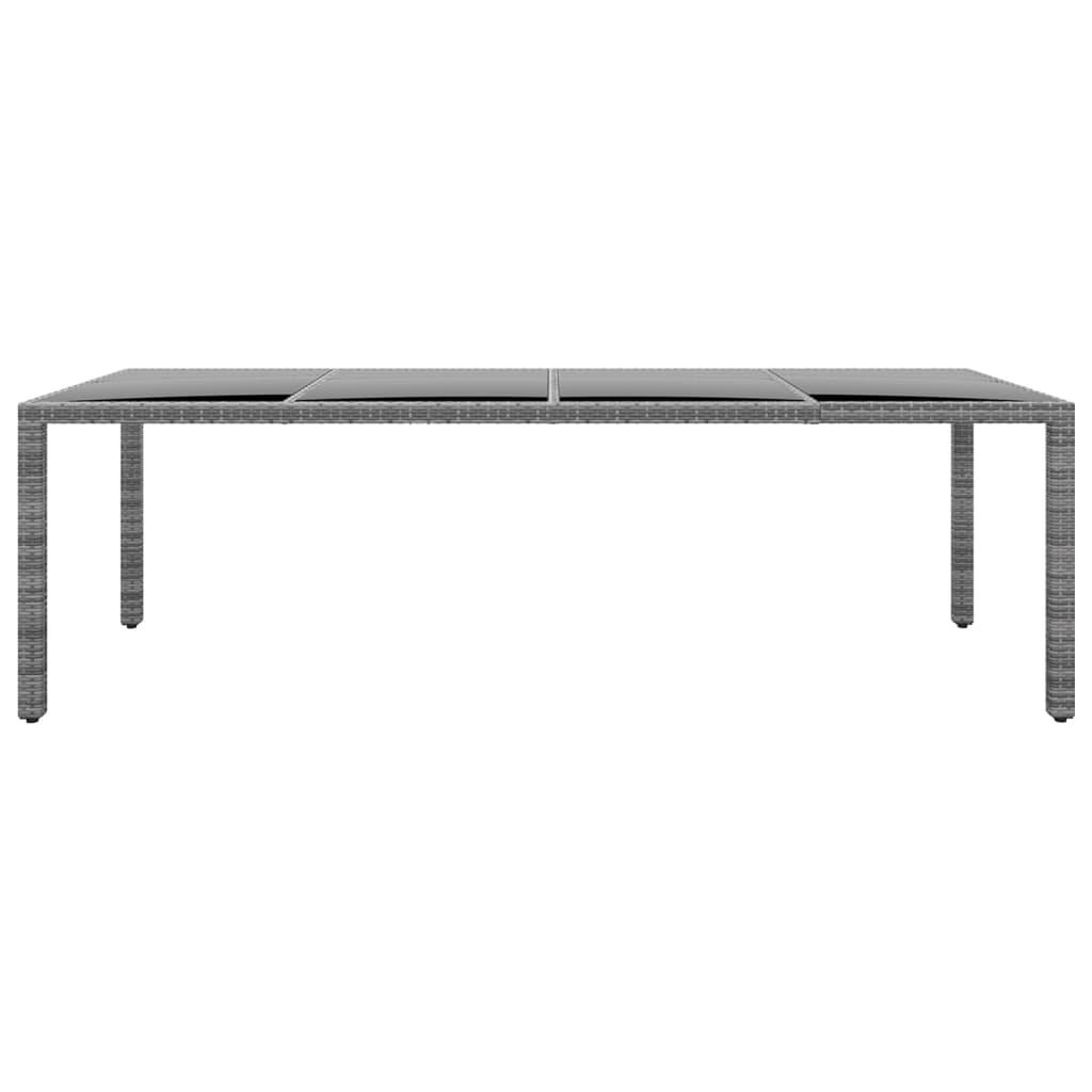 Garden Table 250x100x75 cm Tempered Glass and Poly Rattan Grey