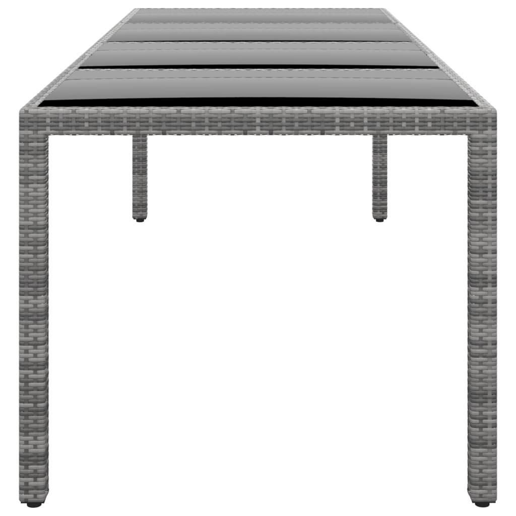 Garden Table 250x100x75 cm Tempered Glass and Poly Rattan Grey