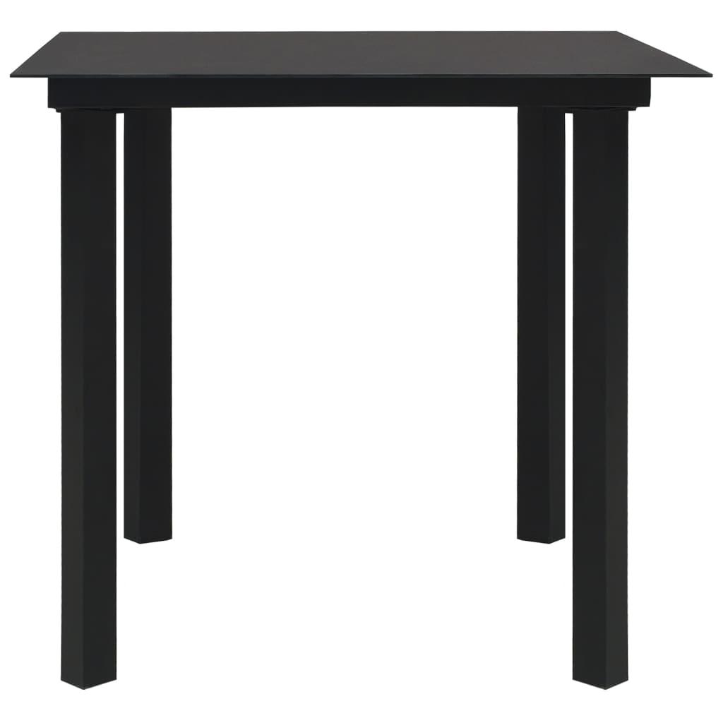 Garden Dining Table Black 80x80x74 cm Steel and Glass