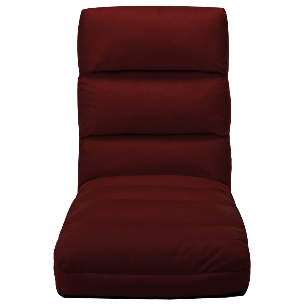 Folding Floor Chair Wine Red Faux Leather