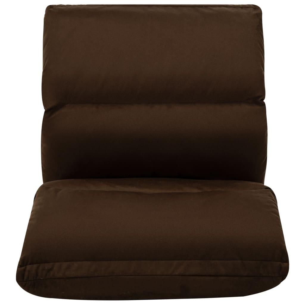 Folding Floor Chair Brown Microfibre