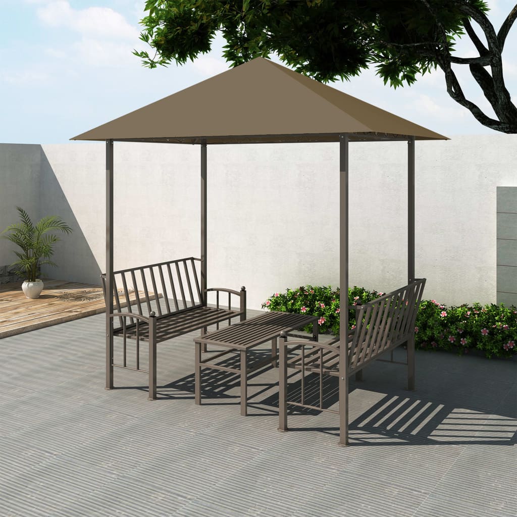 Garden Pavilion with Table and Benches 2.5x1.5x2.4 m Taupe 180 g/mï¿½