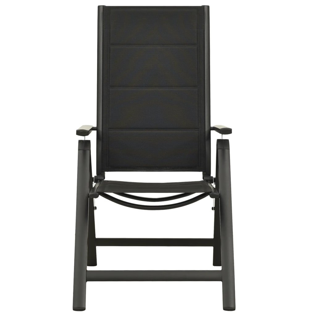 Folding Garden Chairs 2 pcs Textilene and Aluminium Black