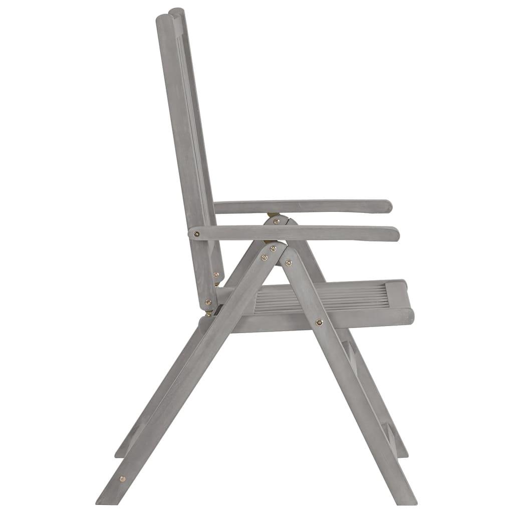Garden Reclining Chairs 3 pcs Grey Solid Wood Acacia