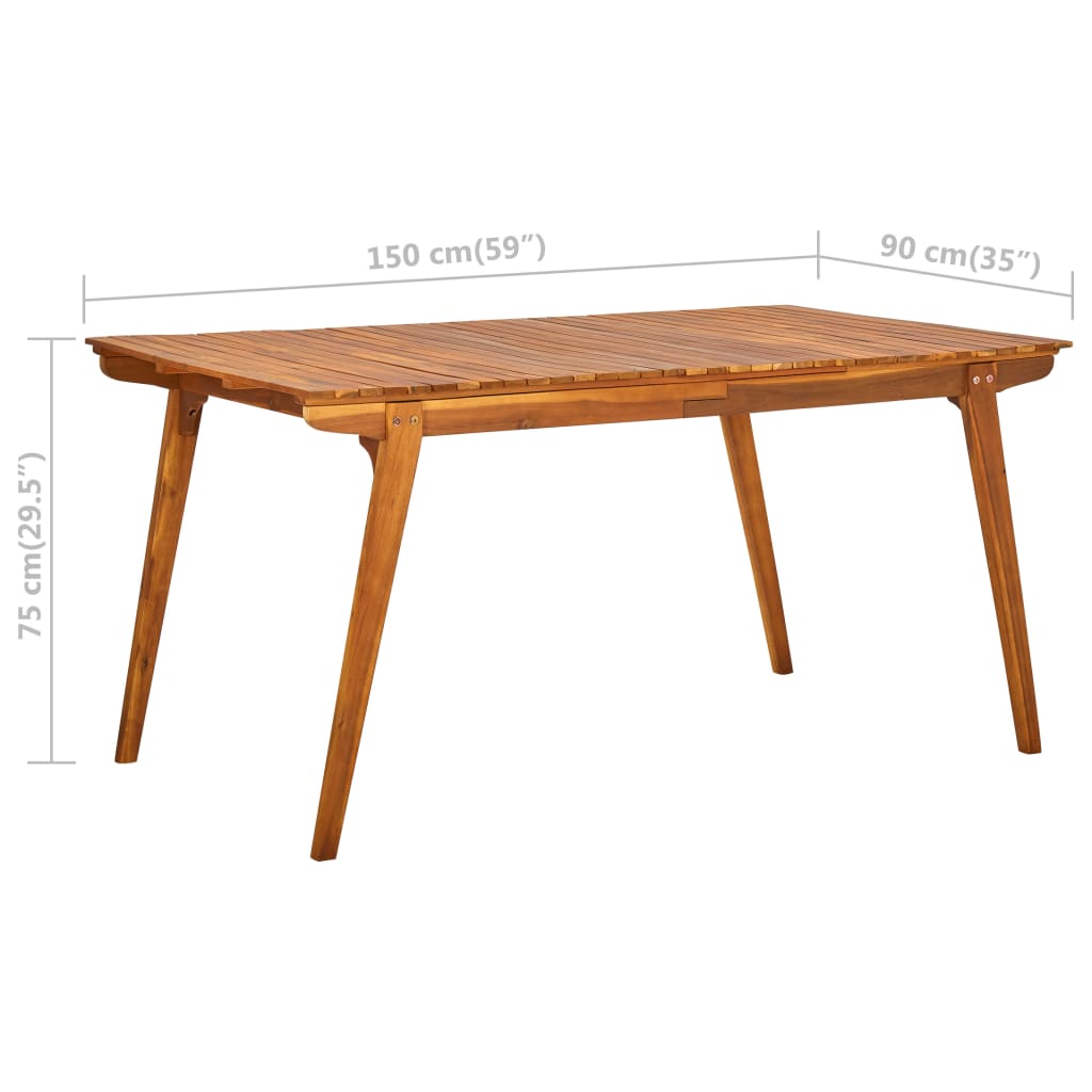 Garden Table 150x90x75 cm Solid Acacia Wood