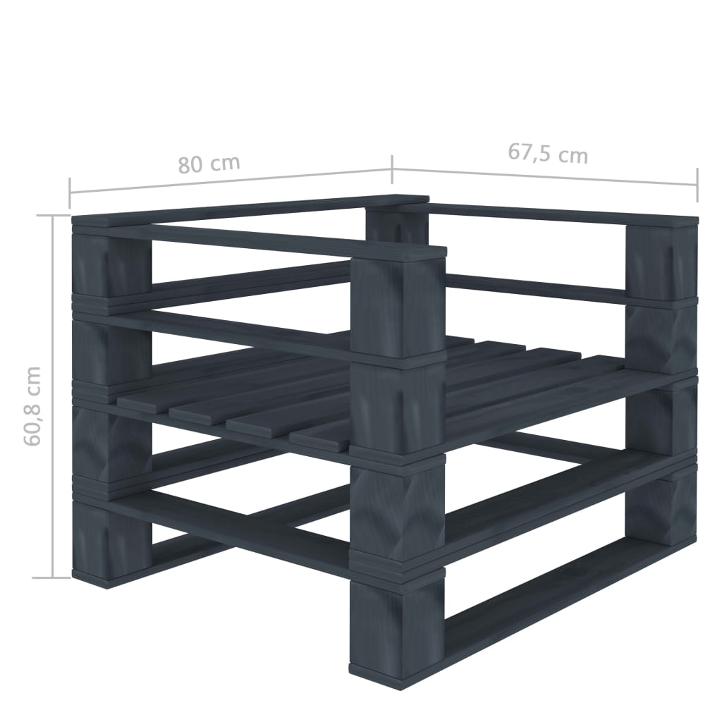 Garden Pallet Armchair Wood Grey