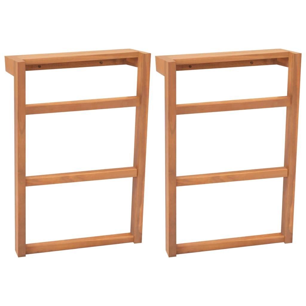 Towel Racks 2 pcs Solid Teak Wood