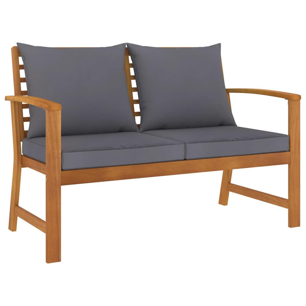 Garden Bench 120 cm with Dark Grey Cushion Solid Acacia Wood