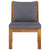 Sectional Middle Sofa with Dark Grey Cushion Solid Acacia Wood