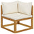 2 Piece Sofa Set with Cream White Cushions Solid Acacia Wood