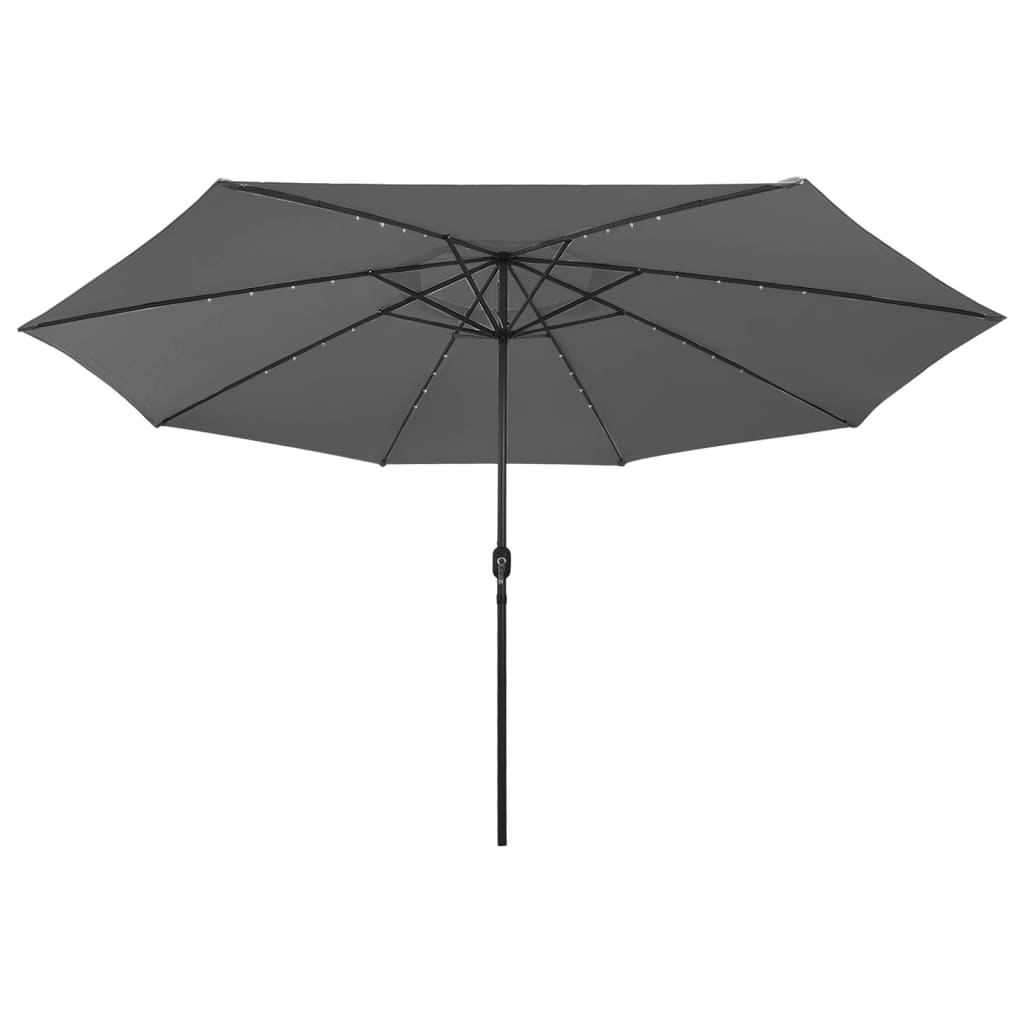 Outdoor Parasol with LED Lights and Metal Pole 400 cm Anthracite